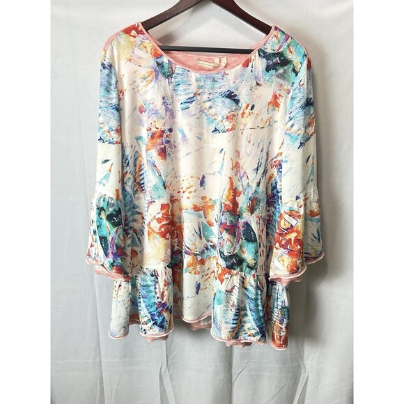 Soft Surroundings Womens 1X Festival Splash Top - Picture 1 of 9